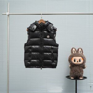 Moncler Men's Detachable Hood Down Vest, Glossy Black